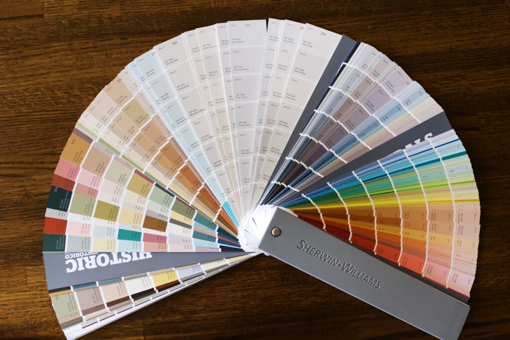 Swatch color book by Sherwin Williams for Maple Grove professional painter to use.